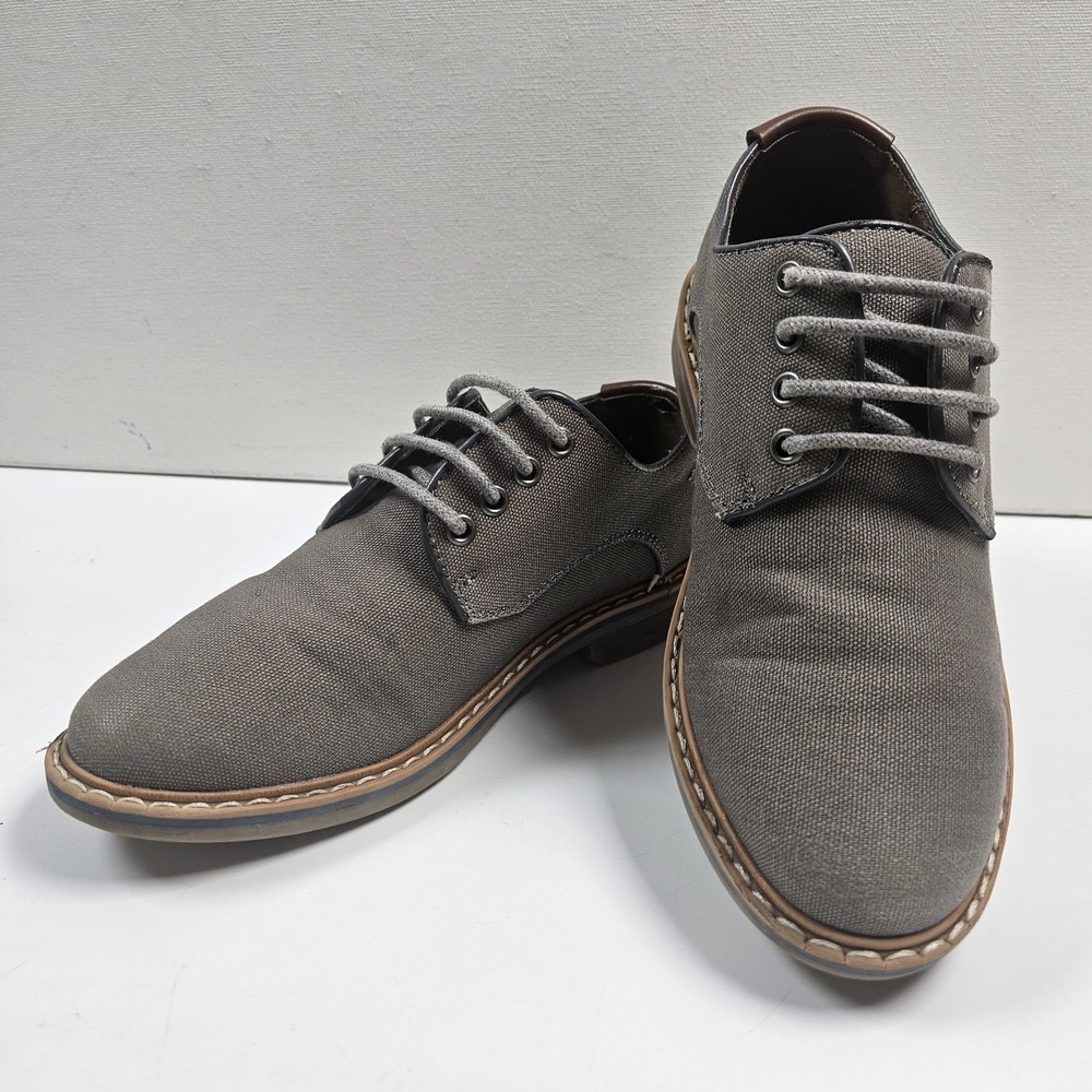 Bruno Marc Oxford Shoes Boys Size 12 Gray Canvas Lace Up Dress Shoes Formal